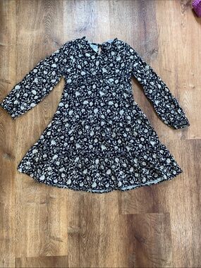 Zara Black and Cream Floral Mini Dress